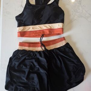 NWOT Black and Rust/cream Swimwear Set